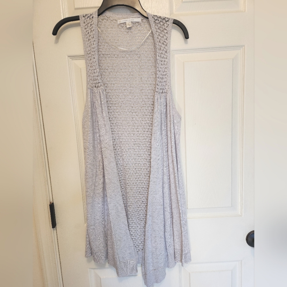 Lauren Conrad Grey Knit Sleeveless Cardigan